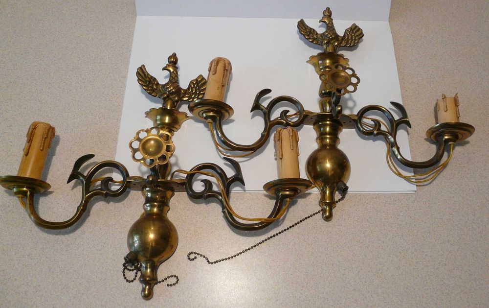 Kinkiet mosiężny - styl Księstwo Warszawskie – 2 sztuki