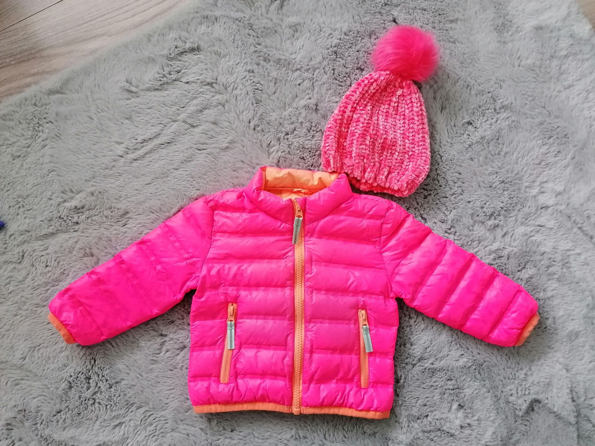 Neonowa kurtka wiosenna Cat&Jack 80-86+czapka reserved dla dziewczynki
