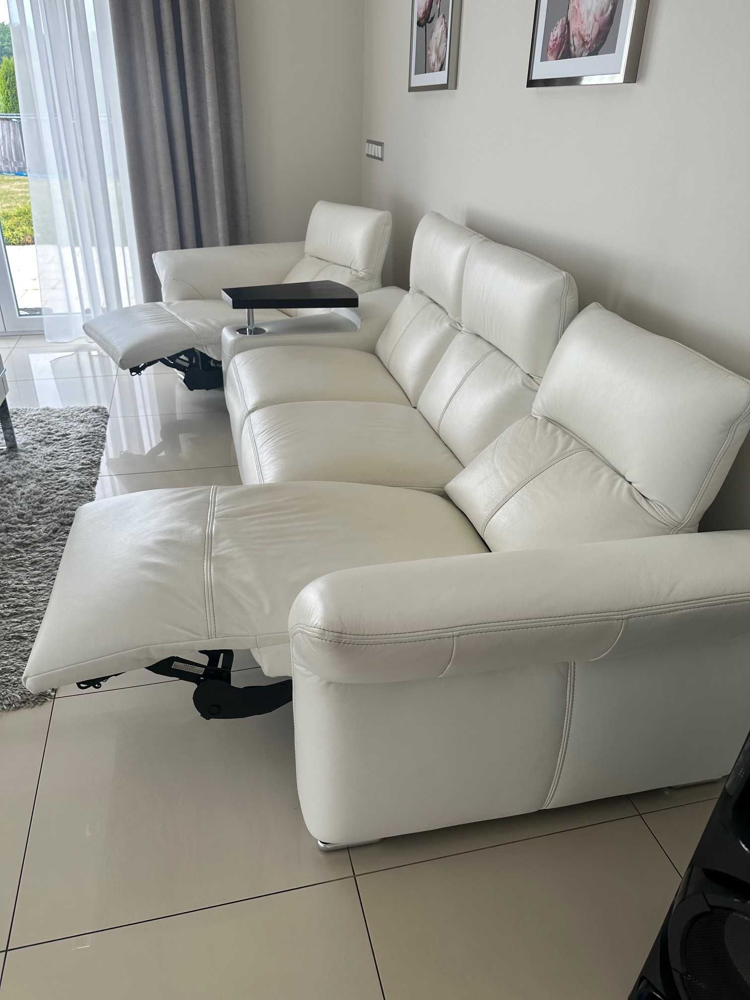 Wypoczynek sofa skóra biała
