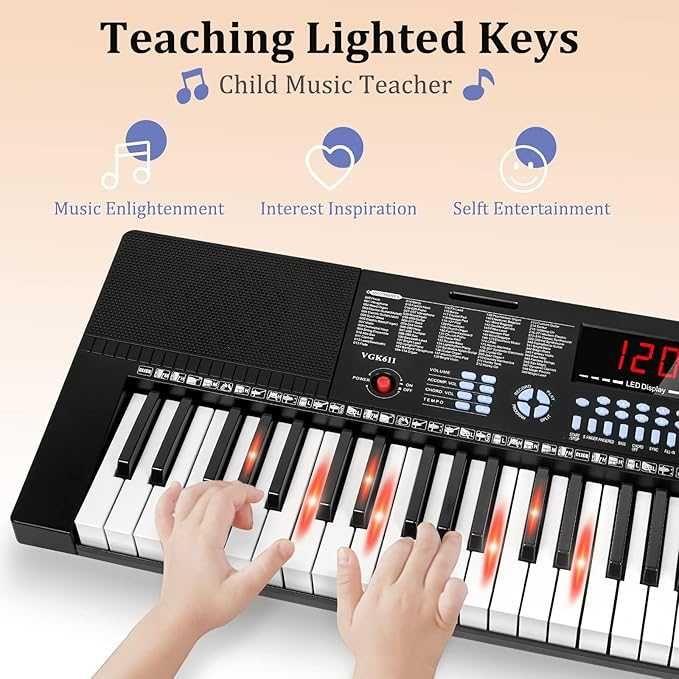 Vangoa VGK611 pianino klawiatura czarna-61 mini przycisków