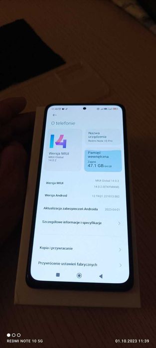 Sprzedam telefon komórkowy Xiaomi redmi nout 10 pro 4/64 + karta pamię
