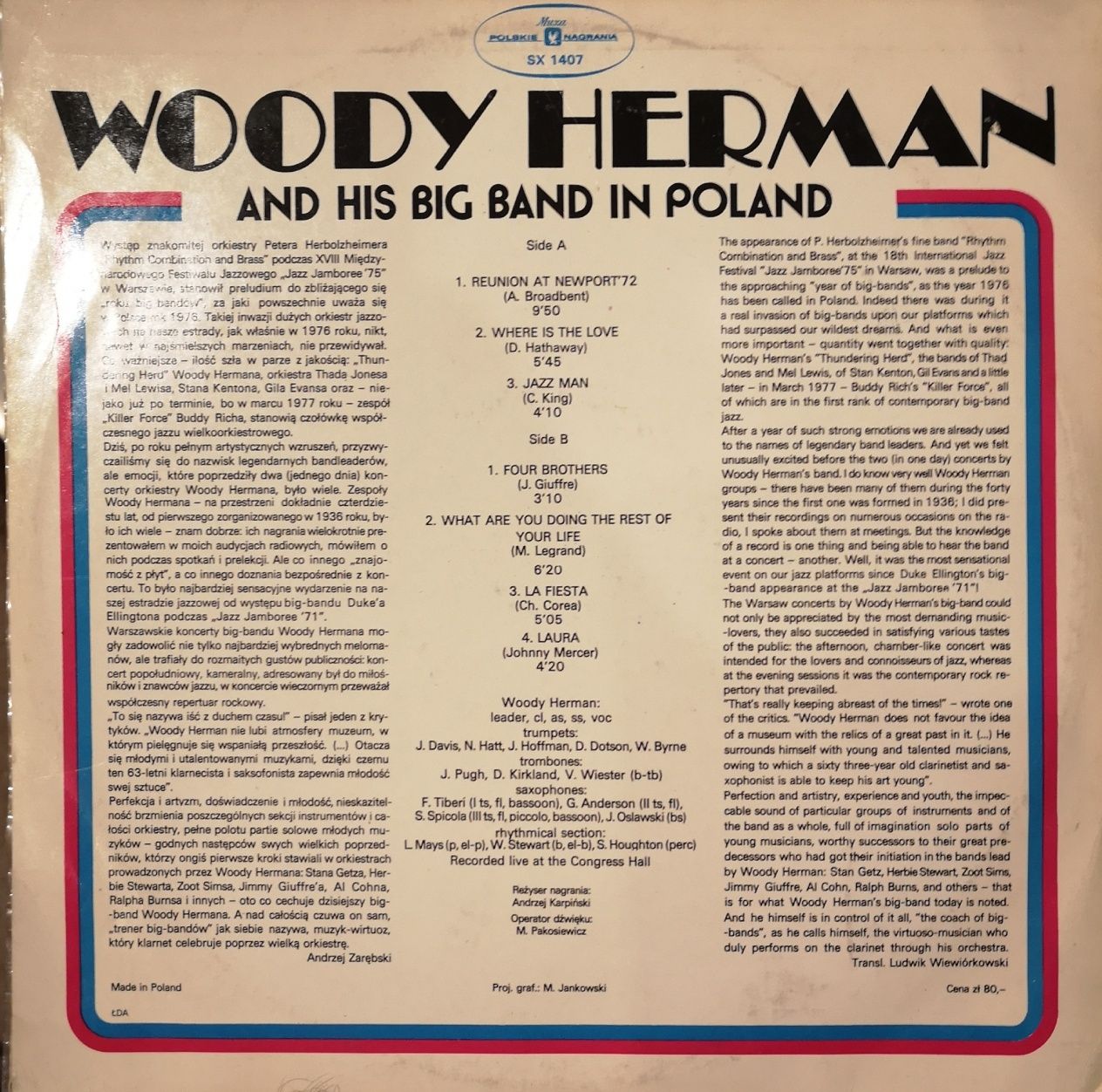 Płyta winylowa Woody Herman And His BIG Band In Poland.