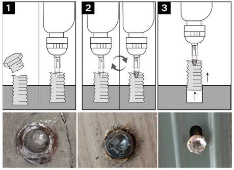 Brocas especiais para extração de parafusos e porcas