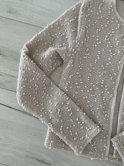 Beżowe, ecru marynarka, narzutka 34, 36