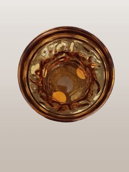 Garrafa + 5 copos vidro âmbar