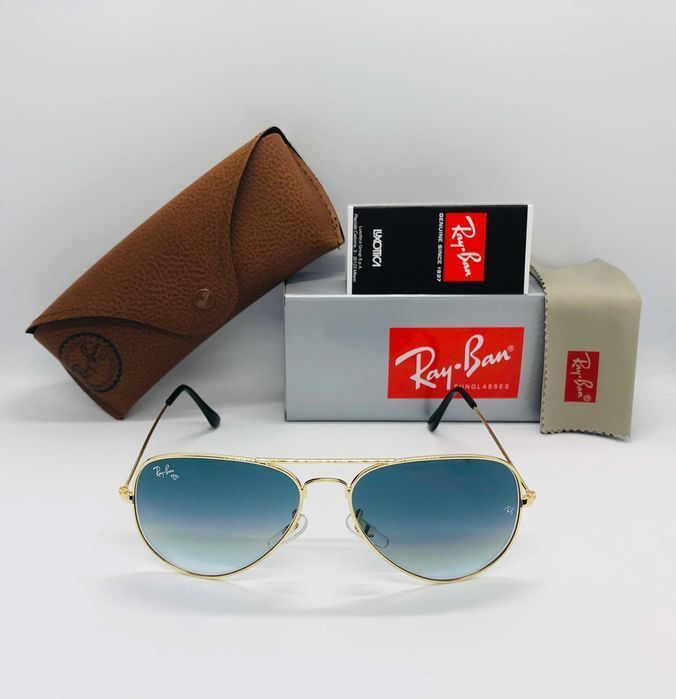 Солнцезащитные очки Ray Ban Aviator 3025 Blue 58мм стекло (mix)