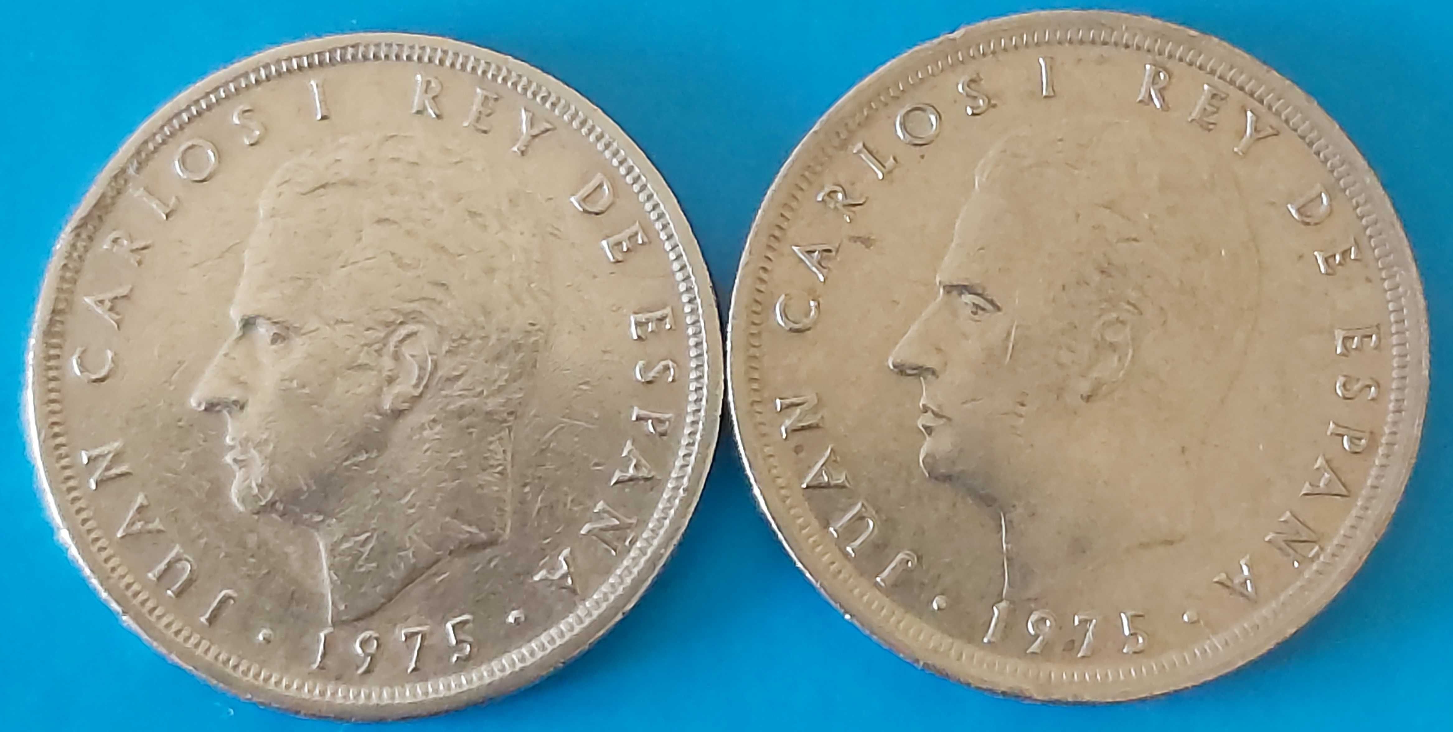 Lote 2 moedas de 5 Pesetas de 1975 com *79* na estrela