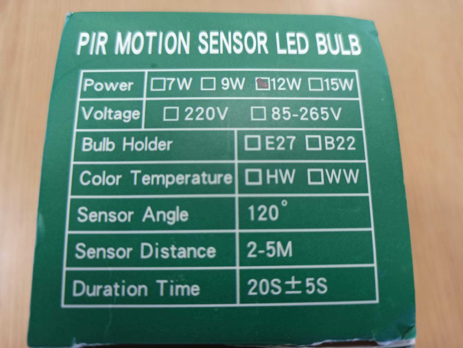 Lâmpada LED sensor movimento/ forma de hélice dobrável E27