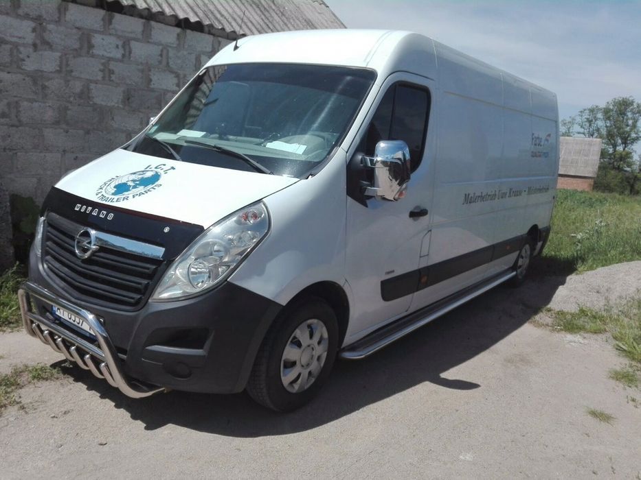 Кенгурятник для Рено Мастер 2010+ Боковые подножки Хром накладки