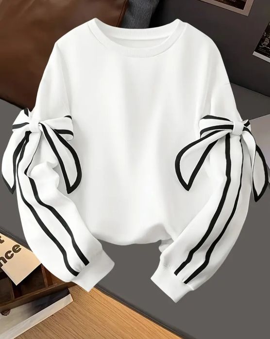 Світшот светер на утеплювачі з бантами на рукавах