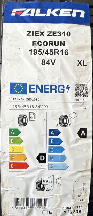 Opona Letnia 16 Falken Ziex ZE310 ECORUN Pojedyncza 195/45R16 Nowa