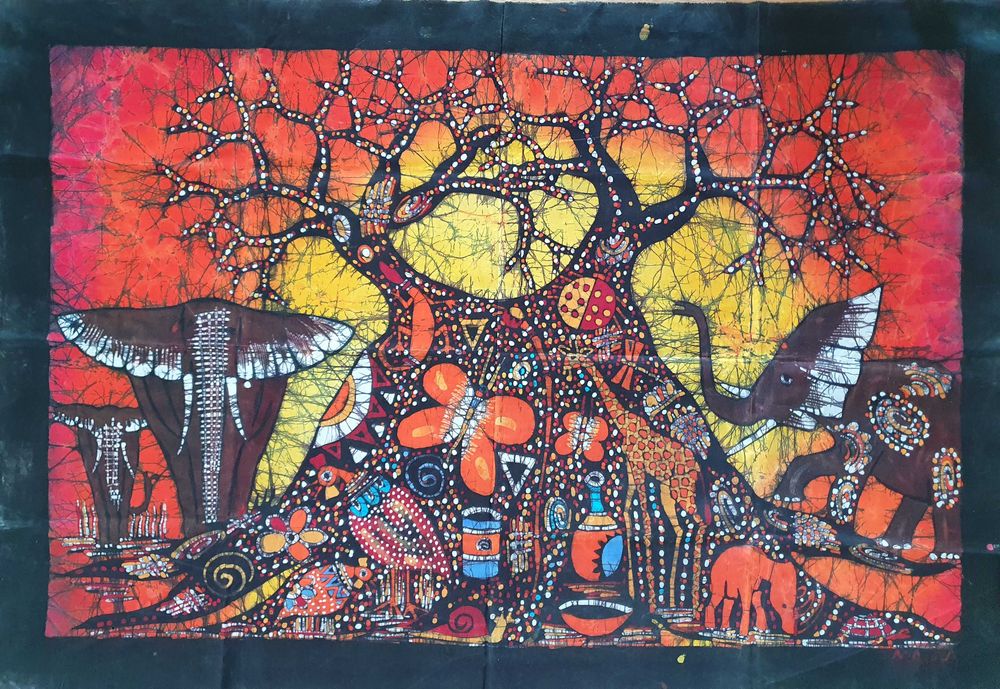 Batique Moçambicano - Tela Tecido Quadros Pintado Mao - Arte Africana