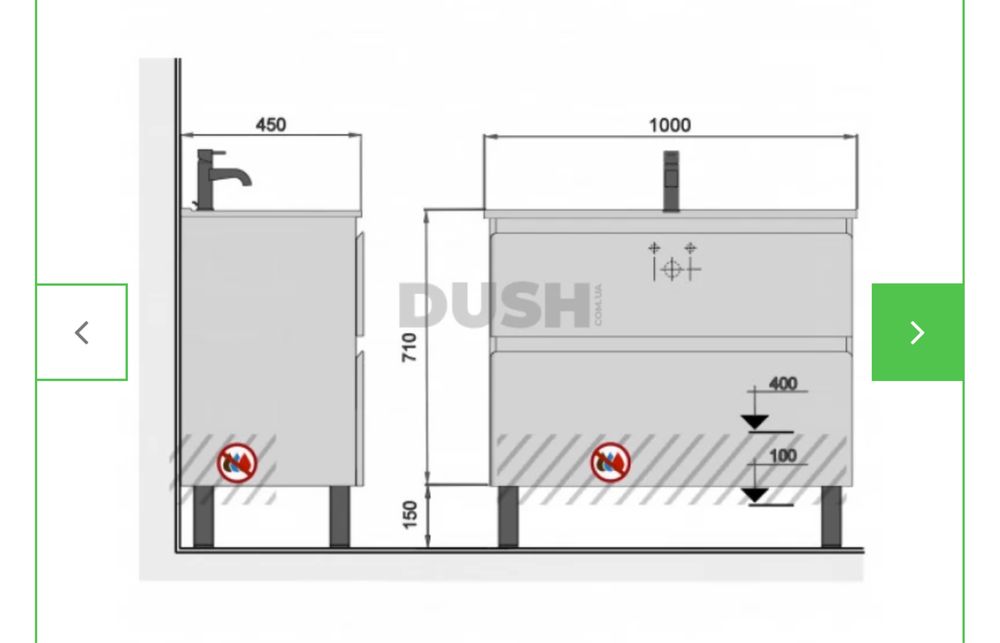 Тумба Палермо 100-U з умивальником Su-100 біла