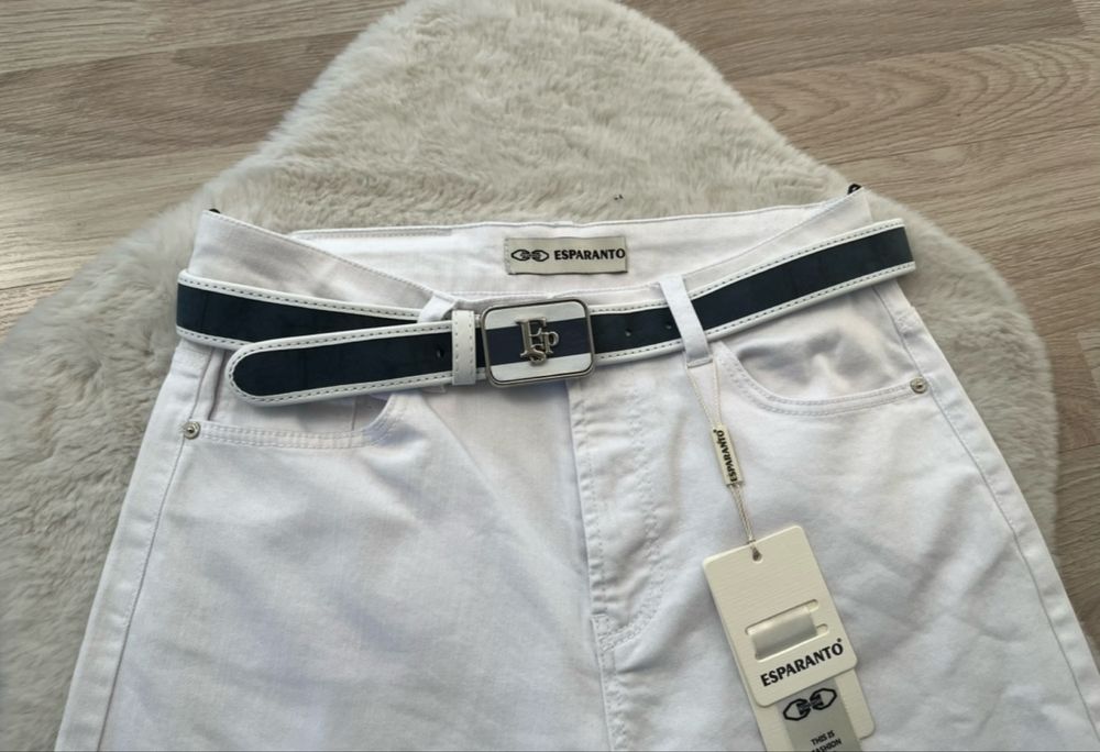 Biale spodnie z paskiem Esperanto 27, 28