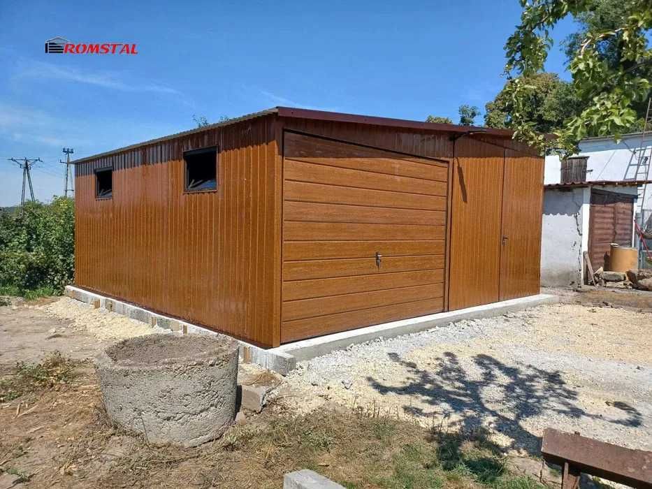 DREWNOPODOBNY Garaż Blaszany 7x6 - Magazyn / Wiata / Schowek - Romstal