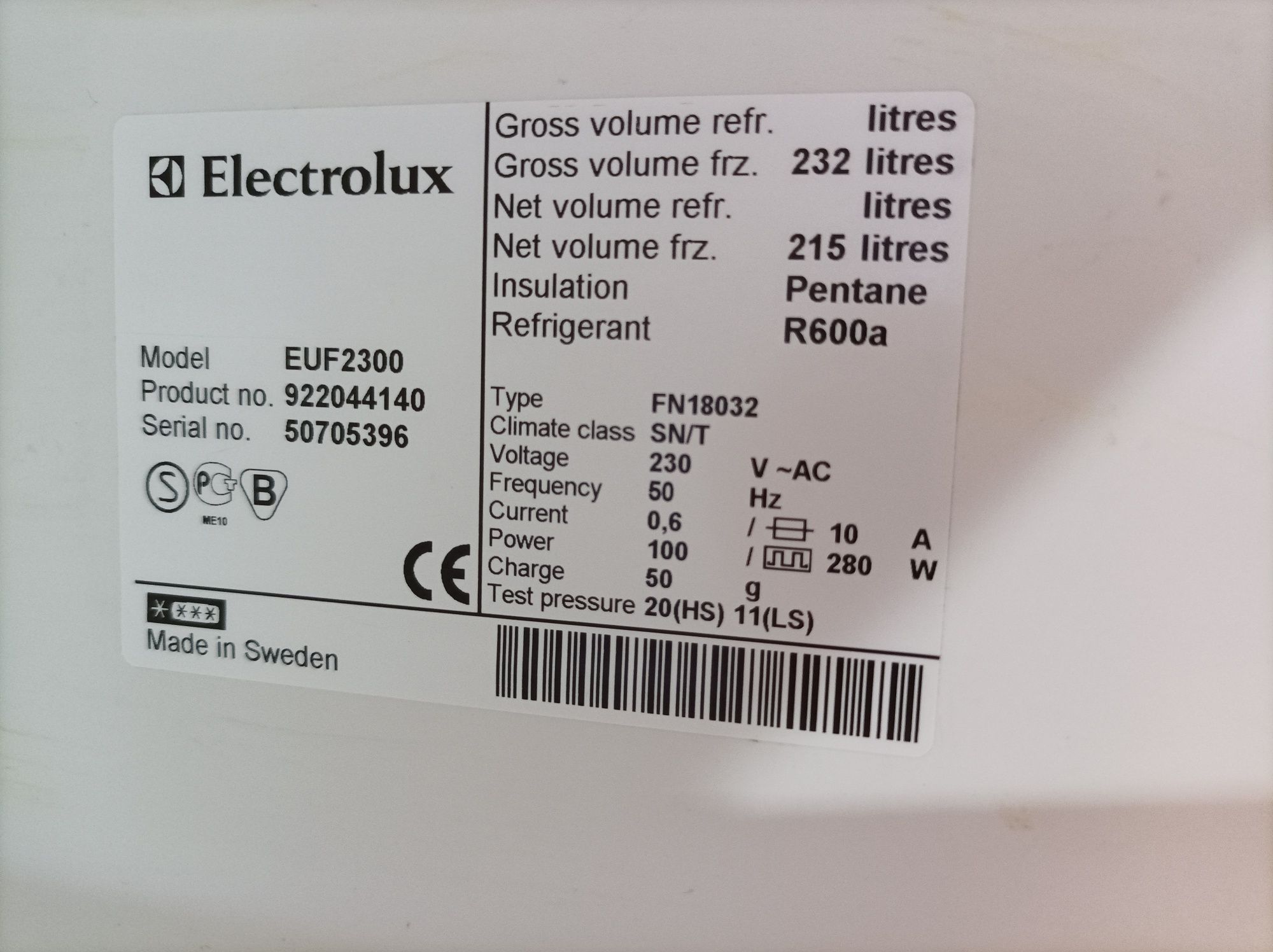 Морозильна камера Electrolux(Швеція)
