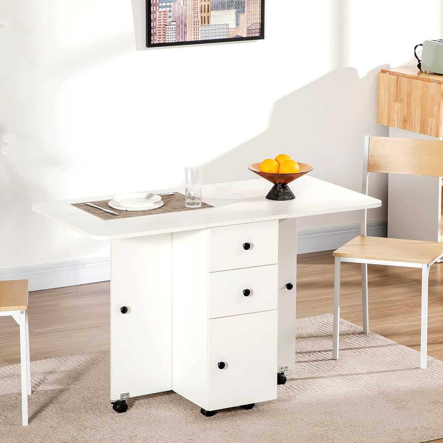 Mesa extensível e dobrável cozinha, sala jantar, apoio 120 x 60 x 76,5