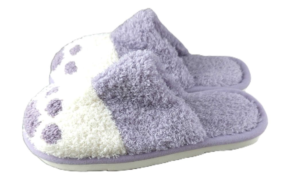 Fioletowe puszyste kapcie damskie łapka łapki 36 37
