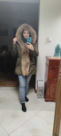 Kurtka parka khaki futro M