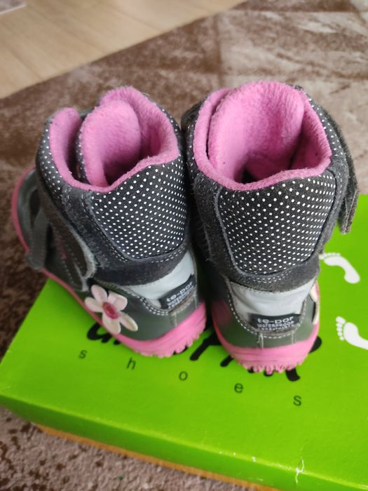 Gaspar trzewiki kozaki 29 18,5 cm naturalna skóra szare kwiatki.