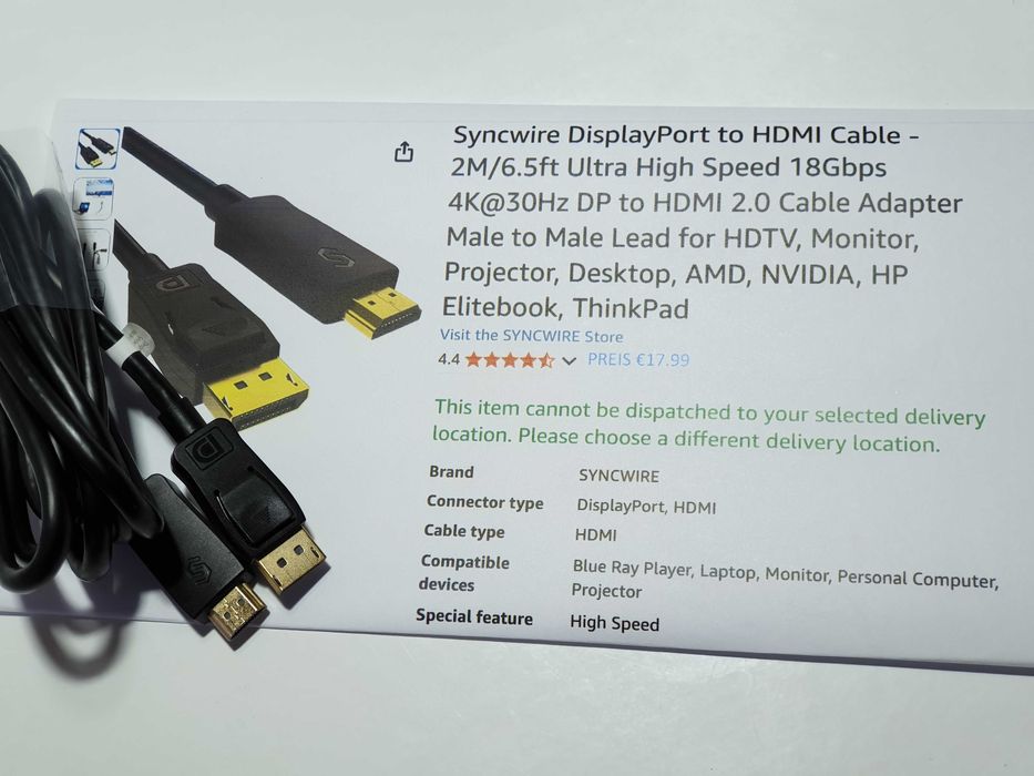 кабель  DisplayPort HDMI Syncwire 2м