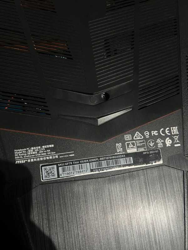 Laptop Gamingowy - MSI GF75, i7-10750H, RTX3060 6GB, 32GB