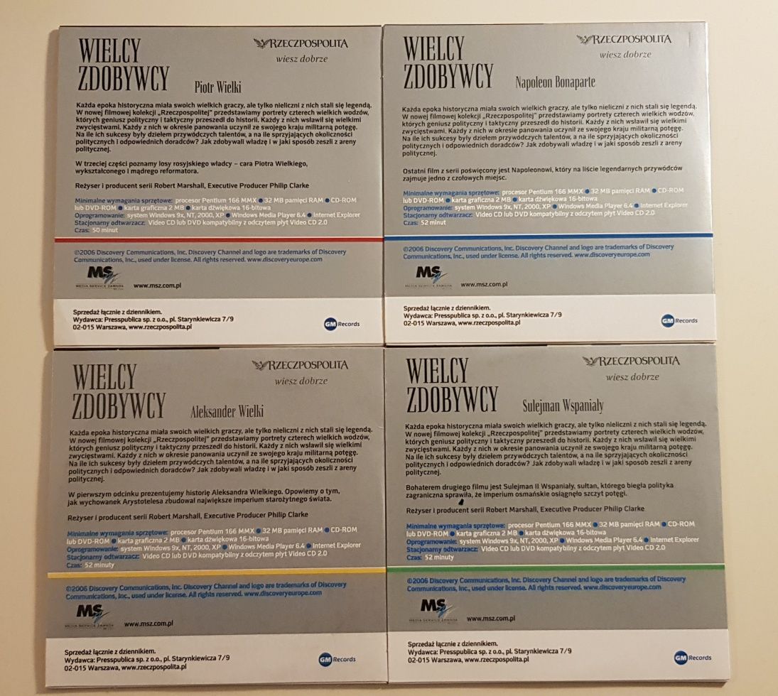 Serial Discowery Wielcy Zdobywcy 4 płyty VCD