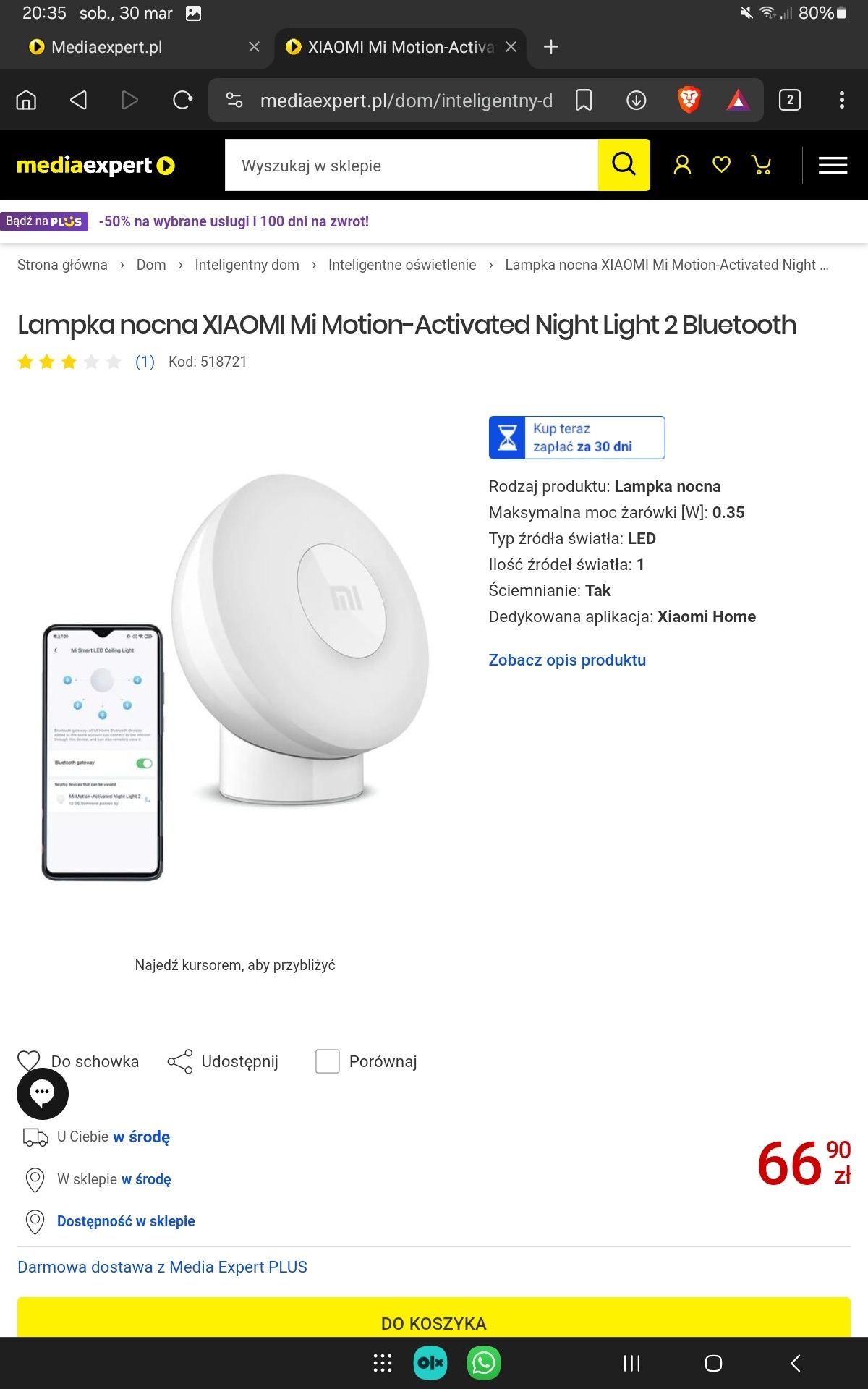 Nowa Inteligentna lampka nocna Xiaomi Mi Motion Activated Night Lamp 2