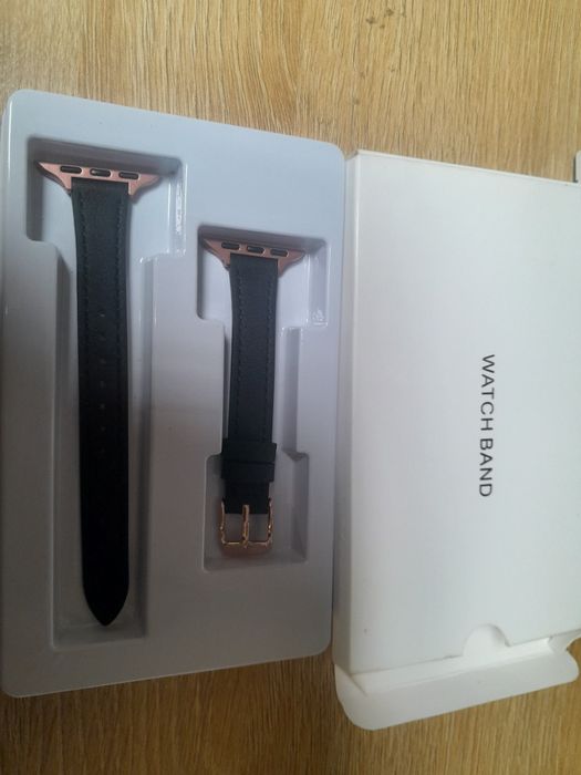 Pasek zamiennik skórzany do apple watch 38mm kolor czarny różowe złoto