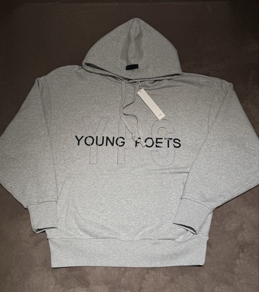 Оверсайз сірий меланж худі YPS YOUNG POETS gray  hoodie