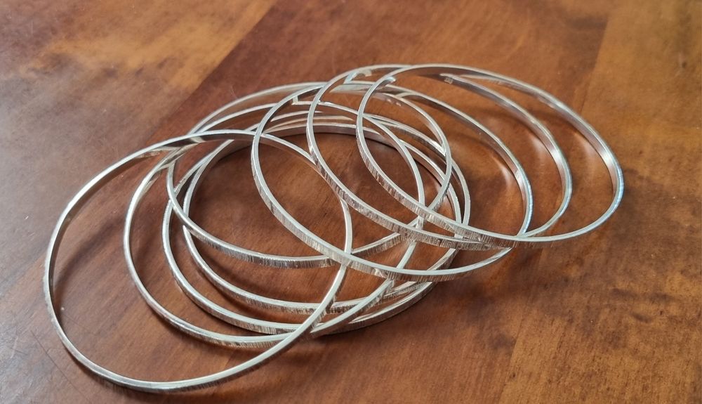 4 srebrne obręcze bransoletka 925