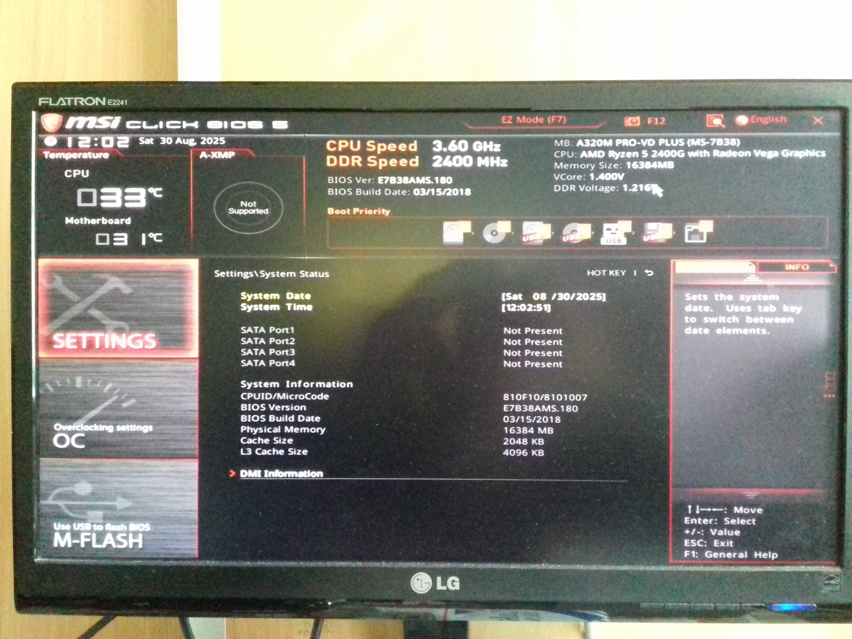 MSI A320M Pro-VD Plus + DDR4 16GB, Sprawne, AM4, DVI, VGA, SATA, USB3.