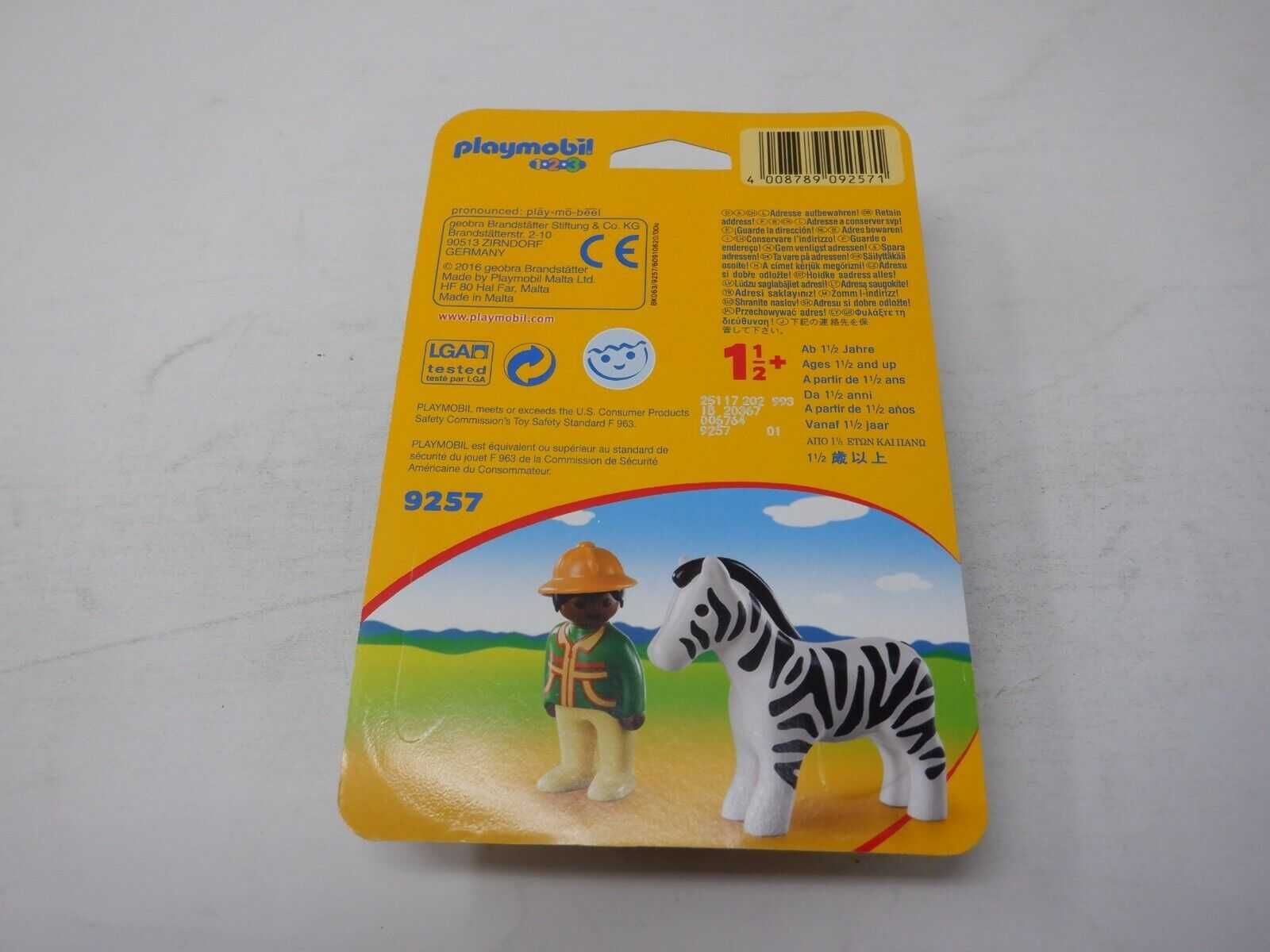 NOVO - PLAYMOBIL 1.2.3 - Homem com Zebra - 9257