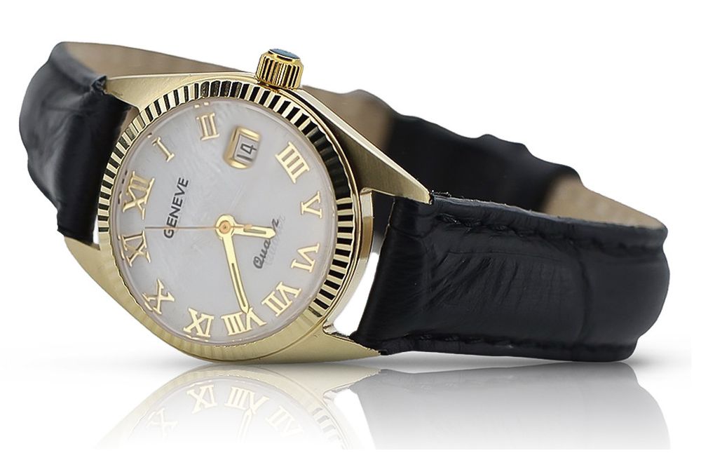 Złoty zegarek damski 14k 585 Geneve perłowa tarcza lw020ydpr Poznań