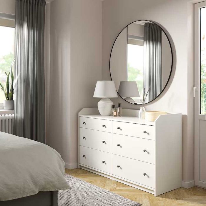 Kredens biały Ikea HAUGA Komoda 6 szuflad biały 138x84 nowa