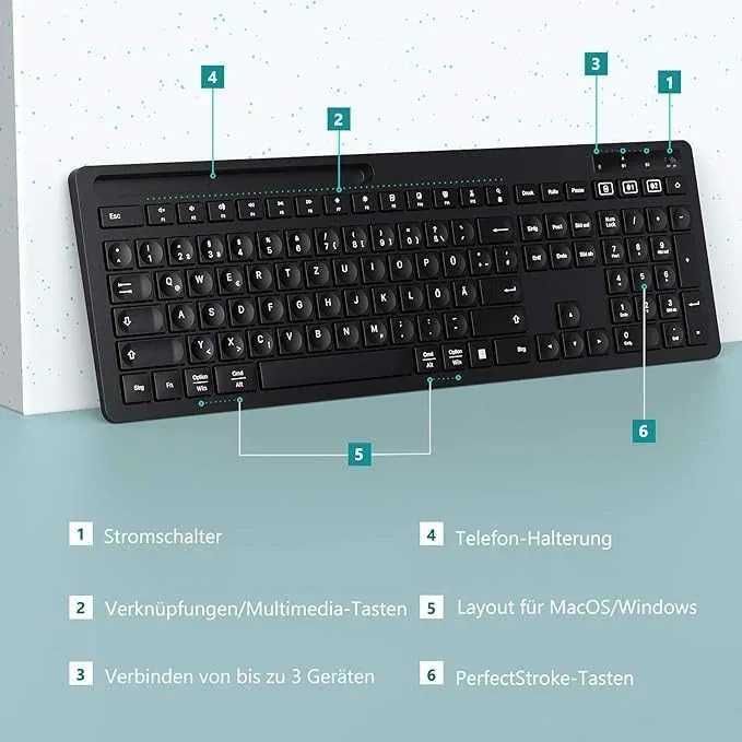 Klawiatur bluetooth 4.0 z uchwytem na telefon Nowa