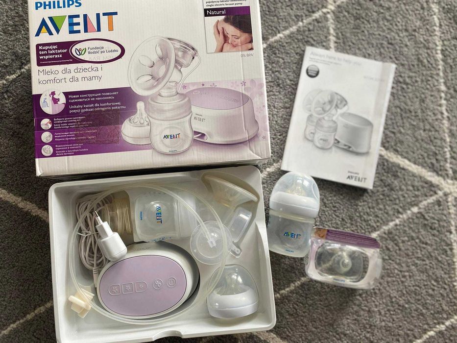 Wspaniały laktator elektryczny Avent Natural Philips z dodatkami