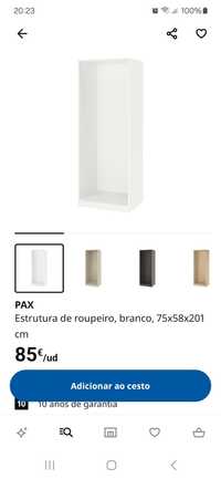 Estrutura pax branca ikea 75x58x201