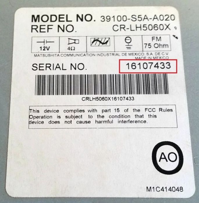 Разблокировка штатных автомагнитол Honda Acura Хонда  Акура