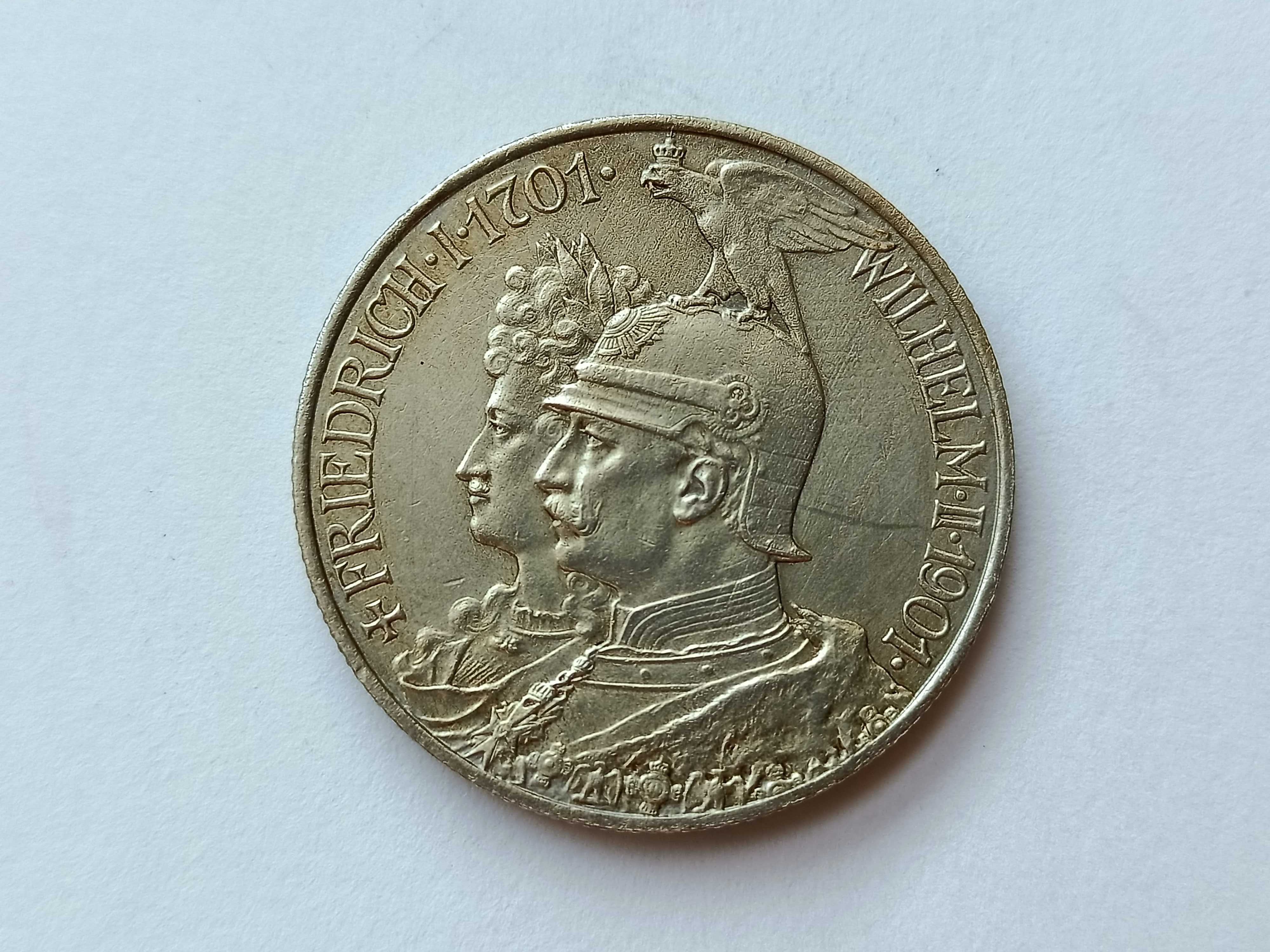 2 marki 1901 Niemcy Prusy  Wilhelm ll stan 2 + oryginał Srebro