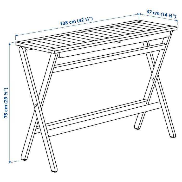 Ikea NÄMMARÖ stół składany bejca jasnobrązowa 108x37 105.866.99 NOWY