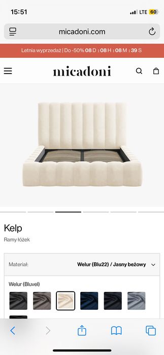 Nowe Łóżko sypialnia 180x200 Kelp micadoni w sklepie 5000zl