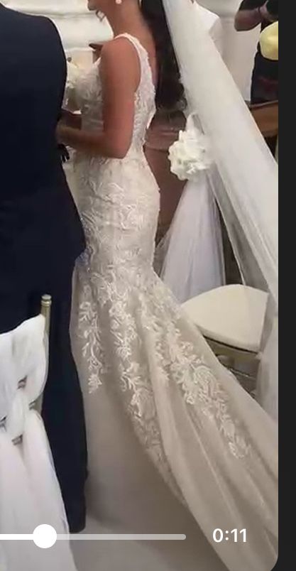 Suknia ślubna rybka ida torez seduction z trenem welon długi s piekna