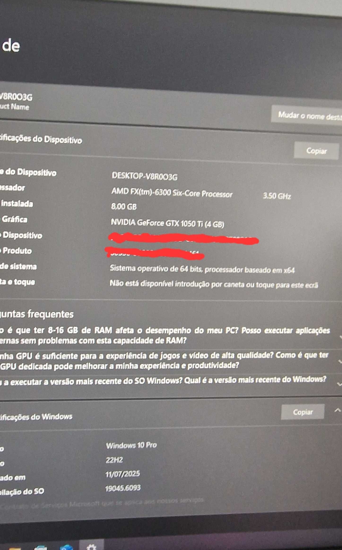 Pc completo AMD FX-6300 3.5ghz-8GB-120Gb +650GB-GTX 1051 Ti 4GB