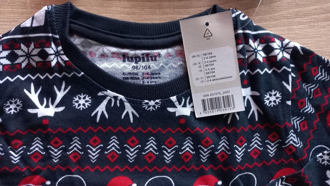 98-104 nowa piżama- motyw bożonarodzeniowy/ unisex 100 % bawełny