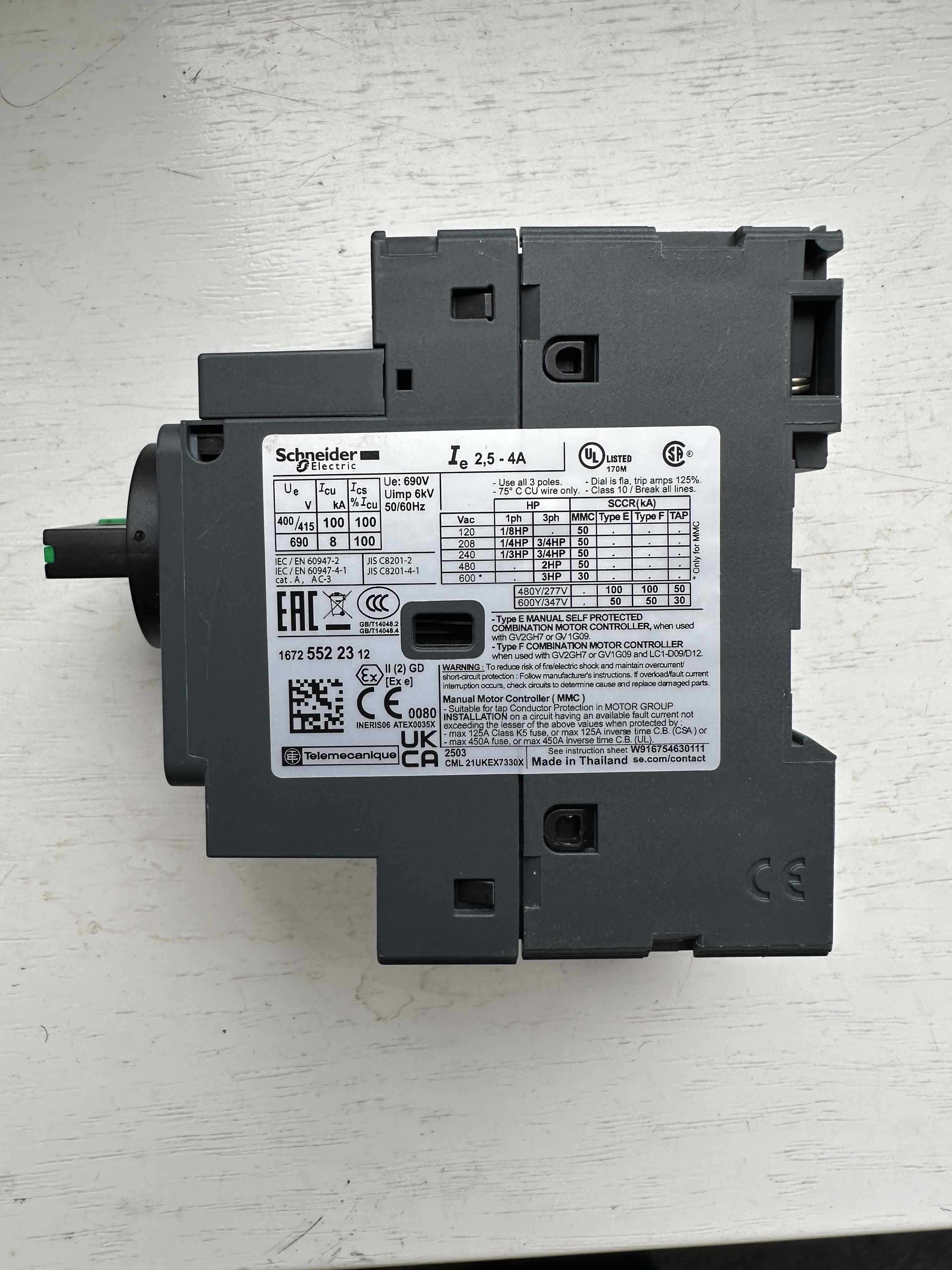 Wyłącznik silnikowy GV2P08 Schneider Electric 2,5-4A