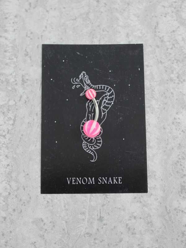 Venom Snake kolczyk do pępka PASKI kulki różowy VS103