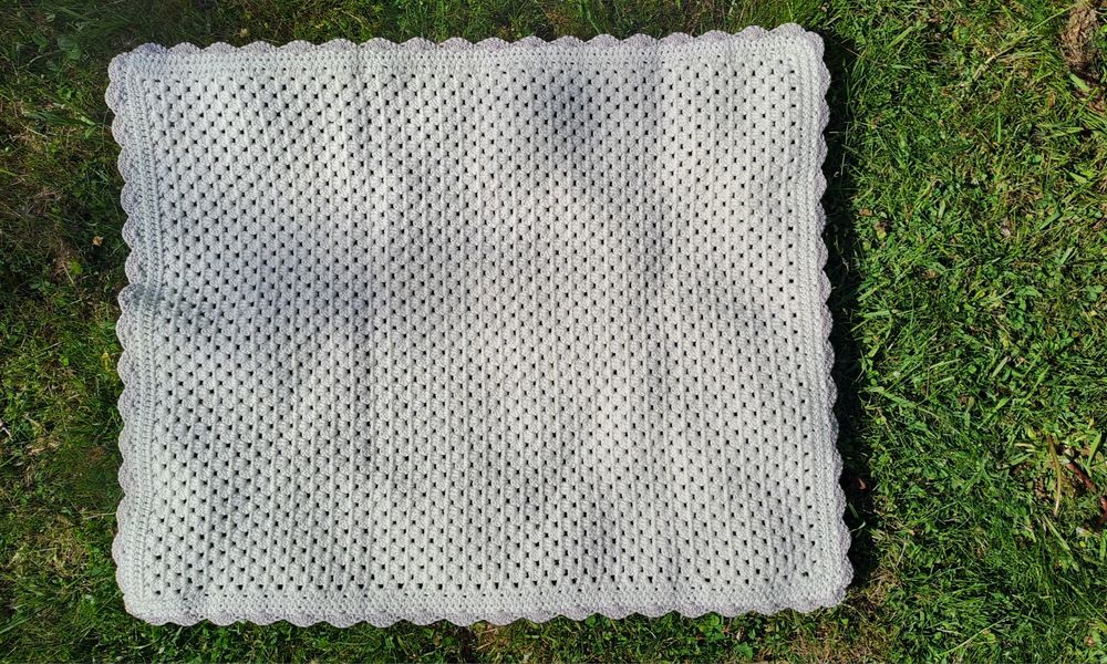 Kocyk niemowlęcy, handmade, wełna merino, chrzest, narodziny