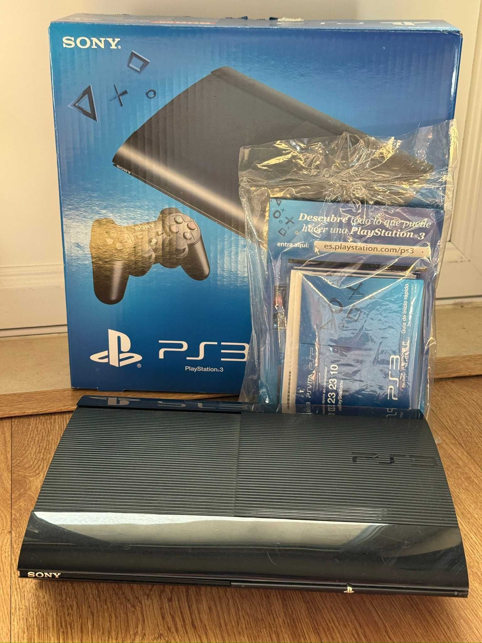 PS3 com caixa e documentos originais