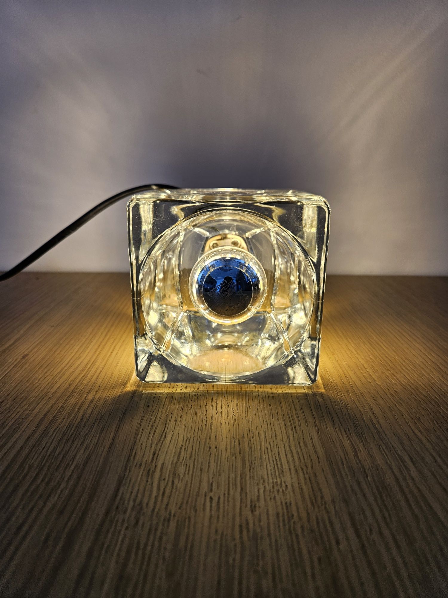 Peill & Putzler lampka lampa szklana sześcian kostka lodu vintage mcm